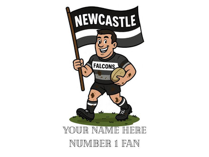 Newcastle Falcons Inspired 11oz Mug – Custom Name Rugby Cup – Dishwasher & Microwave Safe – Arrives Boxed