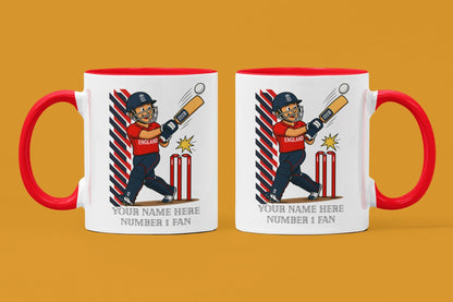 Personalized England Cricket Mug, T20 Fan Gift