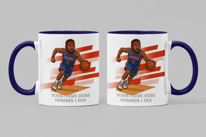 Personalised Detroit Pistons inspired Mug: Custom Name NBA Gift