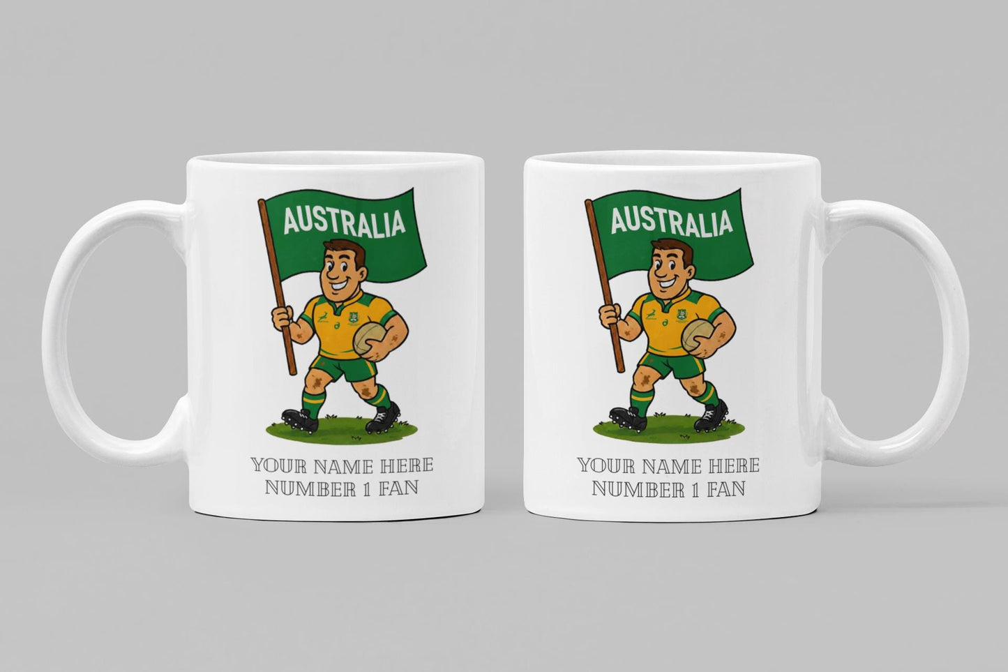 Australia Inspired 11oz Mug – Custom Name Rugby Cup – Dishwasher & Microwave Safe – Arrives Boxed