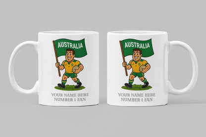 Australia Inspired 11oz Mug – Custom Name Rugby Cup – Dishwasher & Microwave Safe – Arrives Boxed