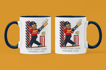 Personalized England Cricket Mug, T20 Fan Gift