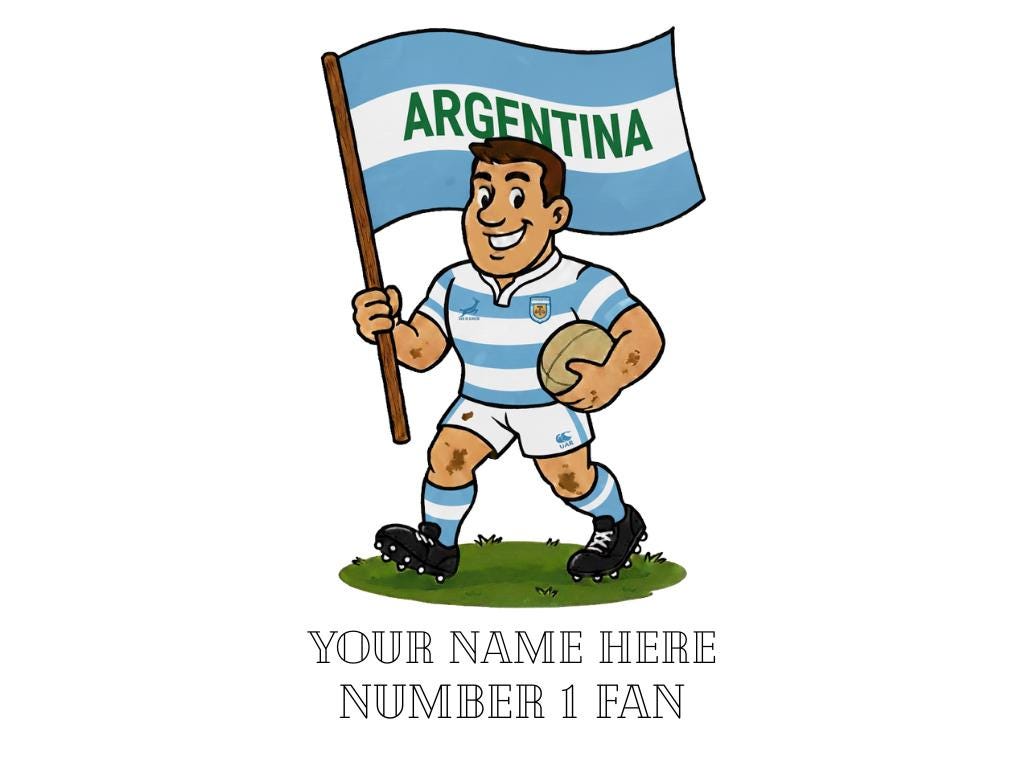 Argentina Inspired 11oz Mug – Custom Name Rugby Cup – Dishwasher & Microwave Safe – Arrives Boxed