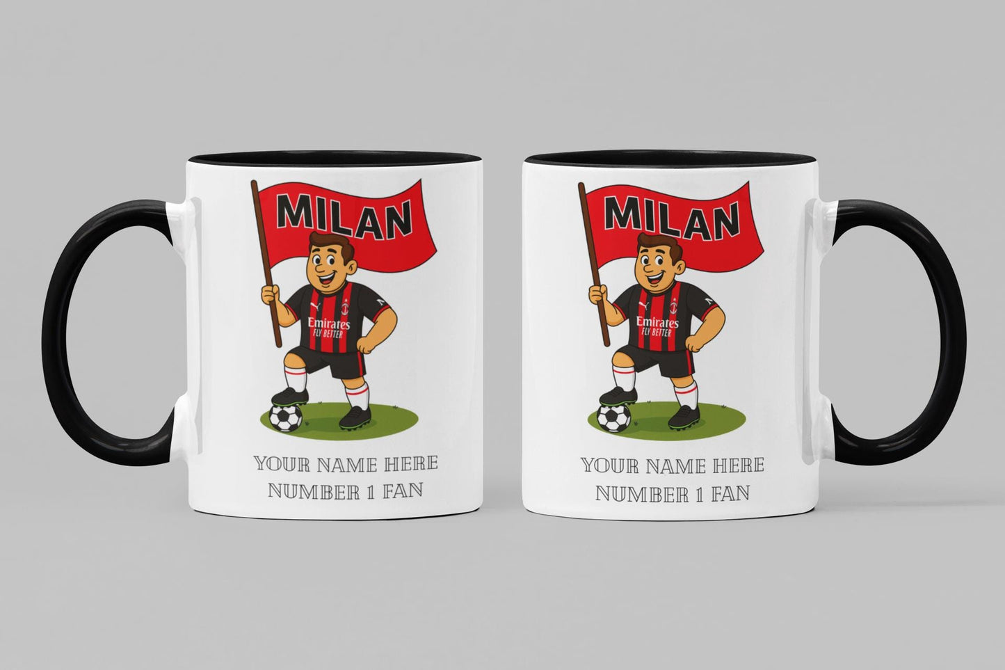 Personalised AC Milan FC Ceramic Mug: Custom Football Gift