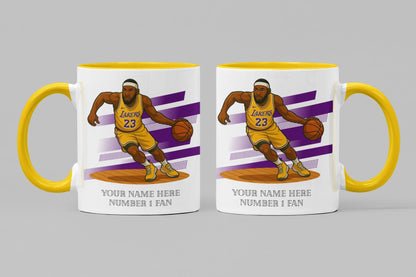 Personalised LA Lakers inspired Mug: Custom Name NBA Gift