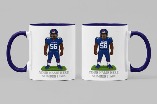 Personalized New York Giants Inspired Mug: Custom Name 11oz Ceramic Cup