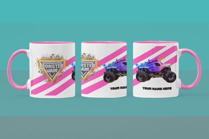 Personalised Sparkle Smash Monster Truck Mug – 11oz Cup in 4 Colours