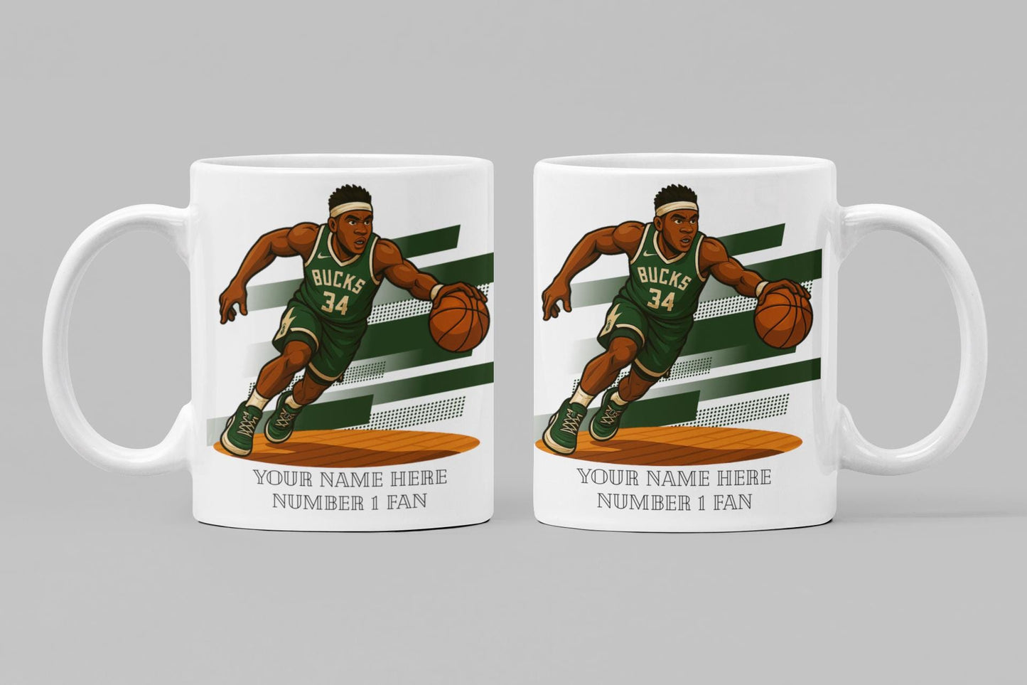 Personalised Milwaukee Bucks inspired Mug: Custom Name NBA Gift