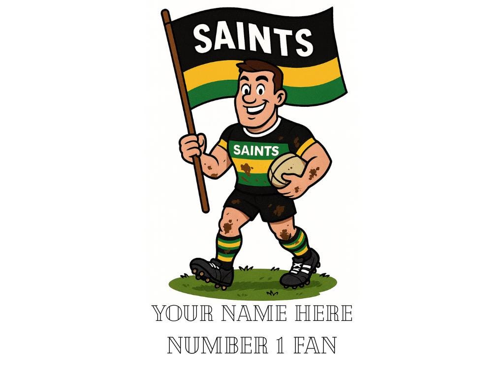 Northampton Saints Inspired 11oz Mug – Custom Name Rugby Cup – Dishwasher & Microwave Safe – Arrives Boxed