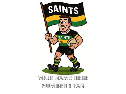 Northampton Saints Inspired 11oz Mug – Custom Name Rugby Cup – Dishwasher & Microwave Safe – Arrives Boxed