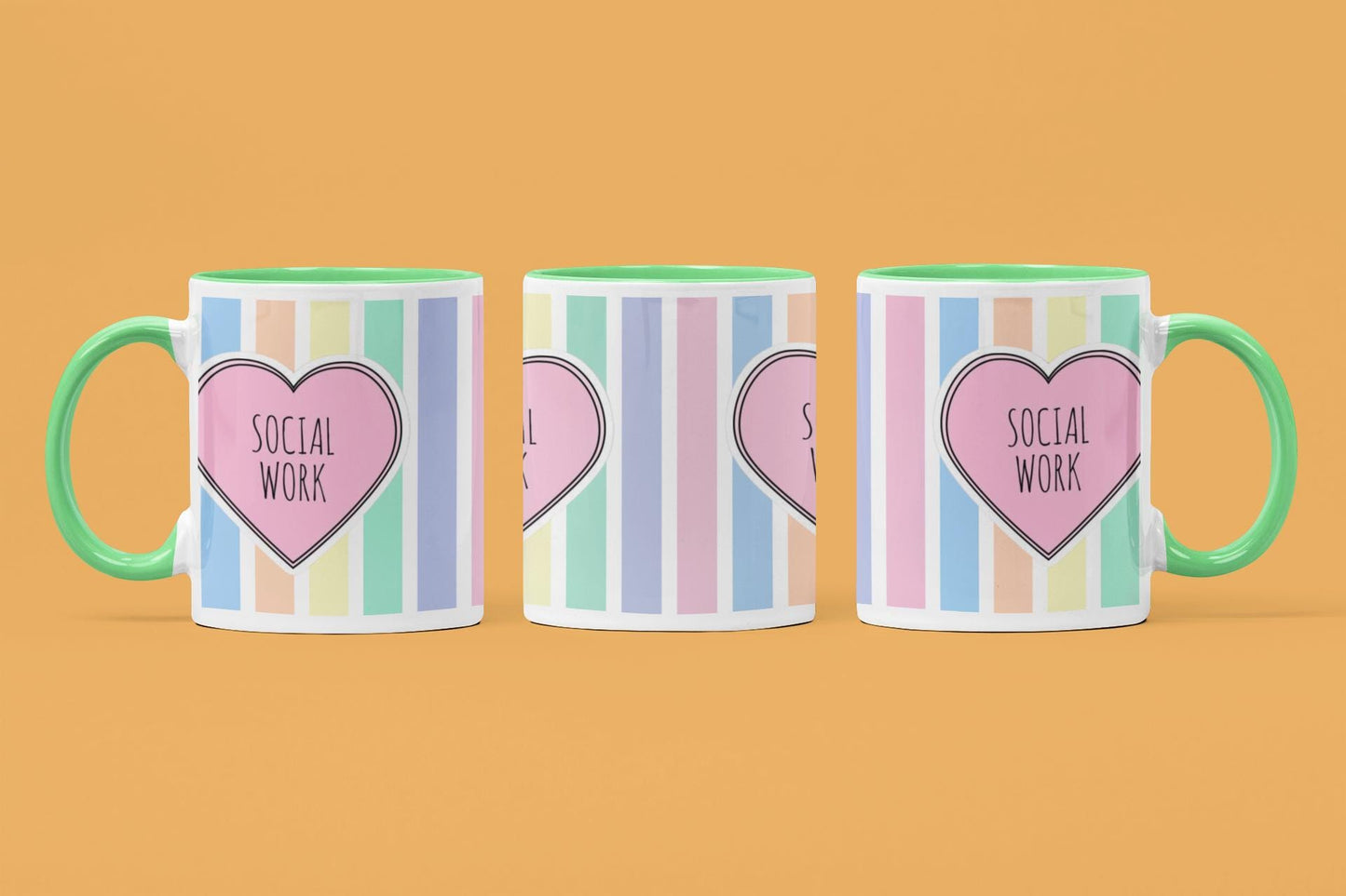 Social Work Mug: Multi-Stripe Design, 11oz Ceramic Coffee Cup