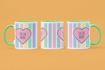 Social Work Mug: Multi-Stripe Design, 11oz Ceramic Coffee Cup