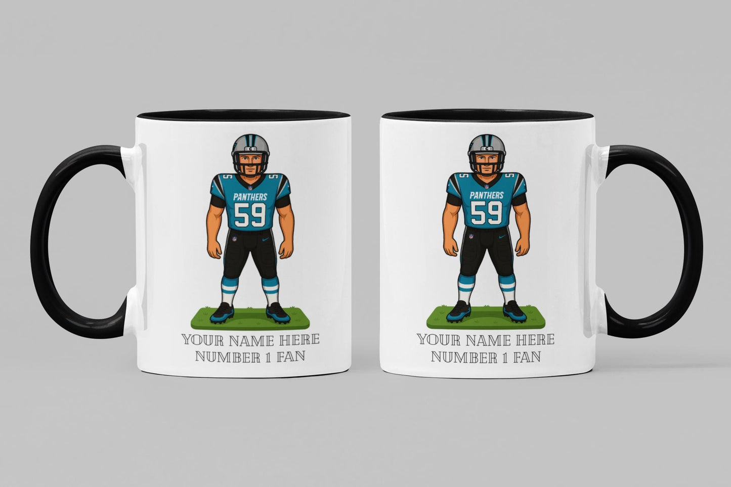 Personalised Carolina Panthers inspired Mug: Custom Name NFL Gift