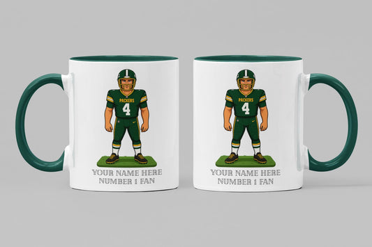 Personalized Green Bay Packers Inspired Mug: Custom Name NFL Ceramic Cup
