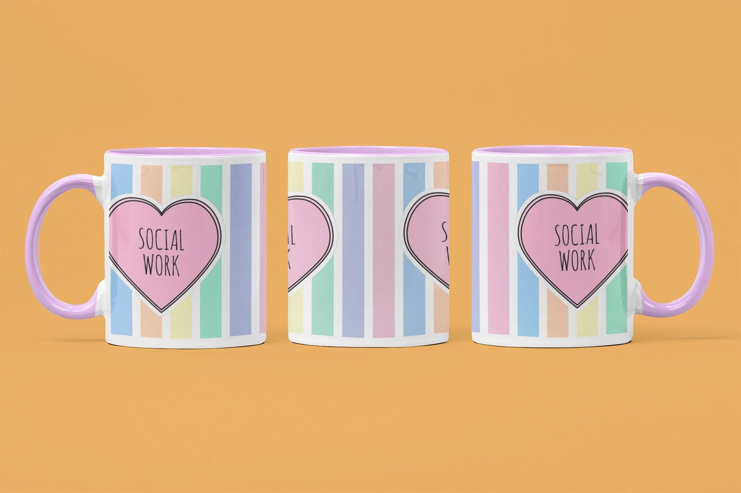 Social Work Mug: Multi-Stripe Design, 11oz Ceramic Coffee Cup