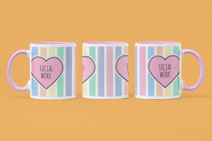 Social Work Mug: Multi-Stripe Design, 11oz Ceramic Coffee Cup