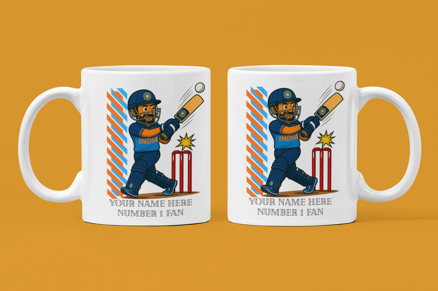 Personalized India Cricket Ceramic Mug, T20 Fan Gift