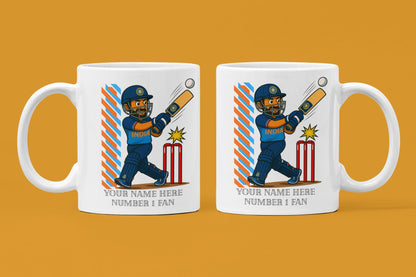 Personalized India Cricket Ceramic Mug, T20 Fan Gift