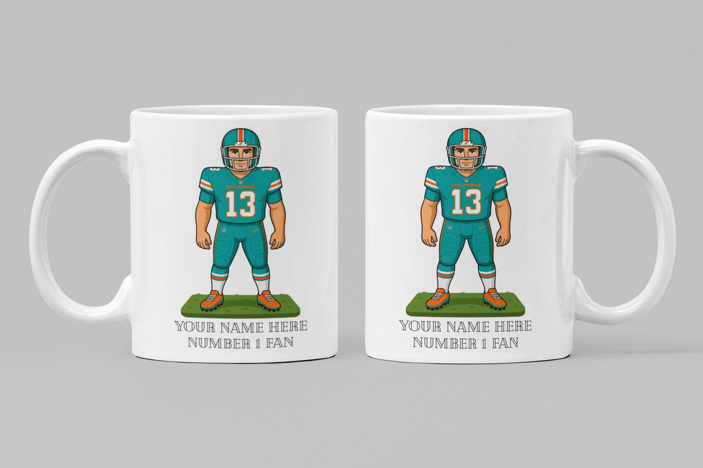 Personalised Miami Dolphins inspired Mug: Custom Name NFL Gift