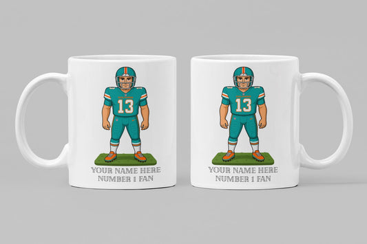 Personalised Miami Dolphins inspired Mug: Custom Name NFL Gift