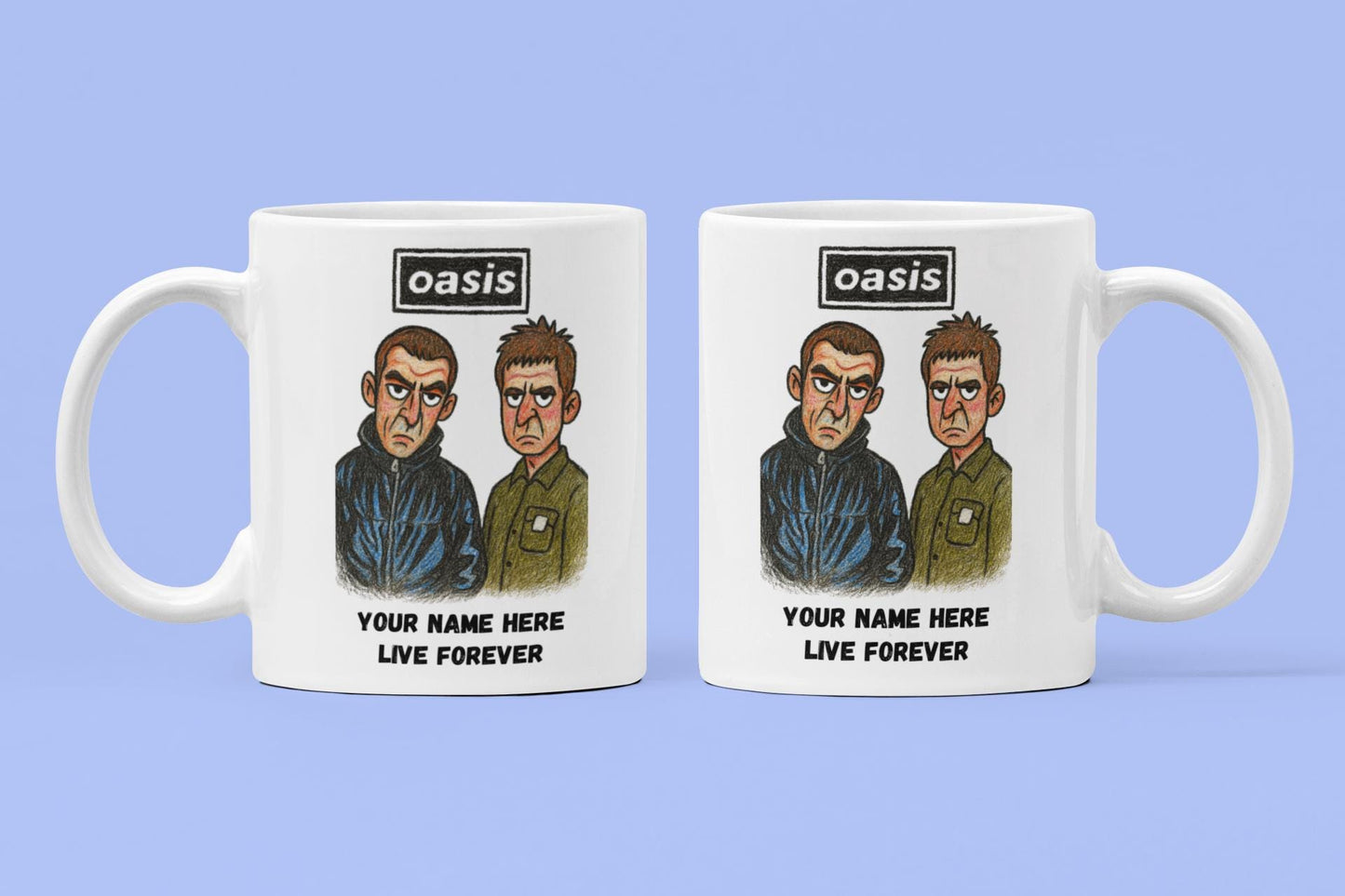 Oasis Noel & Liam inspired 11oz Mug – Personalised White Ceramic Boxed Mug