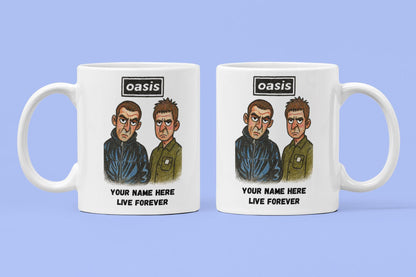 Oasis Noel & Liam inspired 11oz Mug – Personalised White Ceramic Boxed Mug