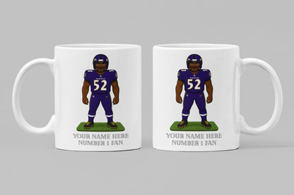 Personalised Baltimore Ravens inspired Mug: Custom Name NFL Gift